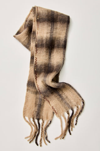 Highland Plaid Skinny Scarf / Neutral Combo