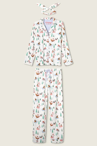 Sleigh All Day 3-Piece Flannel PJ Set / White