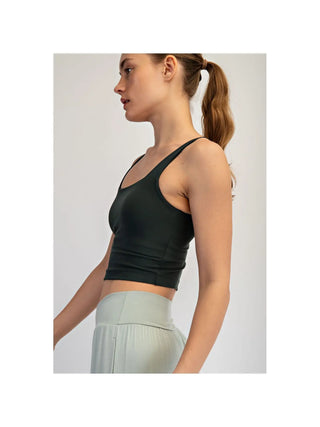 Nylon Butter Square Neck Cropped Tank / Regency Green