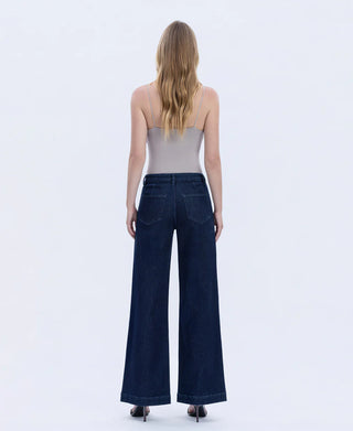 High Rise Seamless WB Trouser Hem Wide Leg Jeans