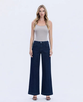 High Rise Seamless WB Trouser Hem Wide Leg Jeans