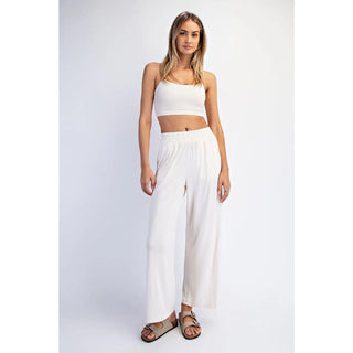 Viscose Modal Cropped Wide Leg Pants / Ivory