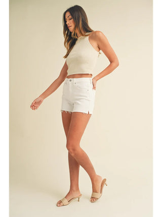 High Rise Frayed Short