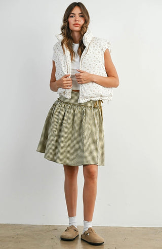 Floral Sleeveless Padded Vest / Ivory-Blush