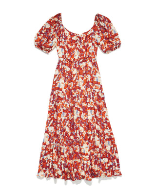 Loleta Floral Print Smocked-Back Midi Dress