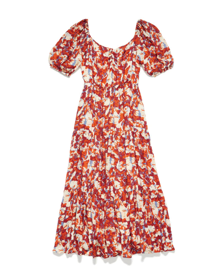 Loleta Floral Print Smocked-Back Midi Dress