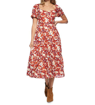 Loleta Floral Print Smocked-Back Midi Dress