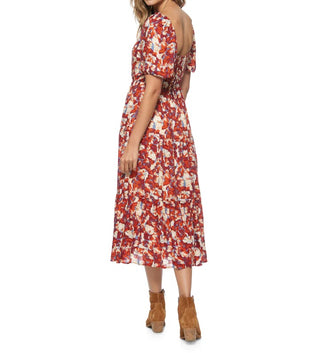Loleta Floral Print Smocked-Back Midi Dress