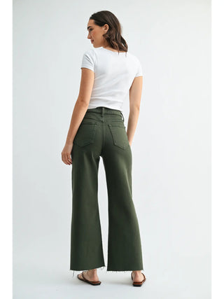 Scissor Cut Wide Leg Jean / Dark Olive