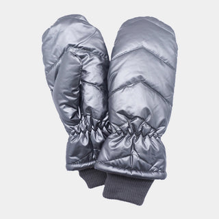 Shiny Puffer Mitten Gloves / Gray