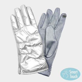 Puffer Smart Touch Gloves / Silver
