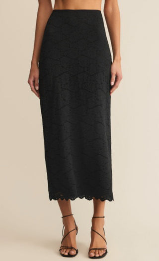 Via Lace Midi Skirt / Black