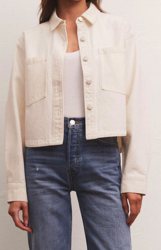 All Day Cropped Denim Jacket Bone