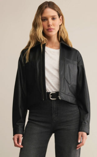 Heritage Faux Leather Jacket/ Black