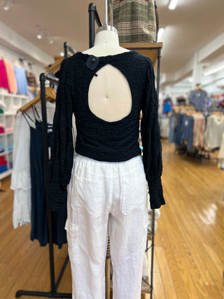 Free People Black Sleeve Top