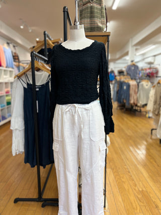 Free People Black Sleeve Top