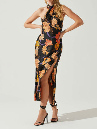 Marissa Dress Black Orange Floral