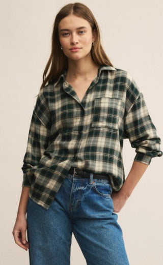 River Plaid Button Up / Garland Green