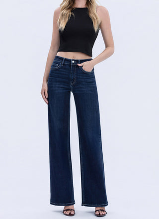 High Rise Dark Wash Wide Leg