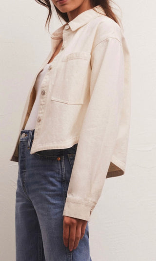 All Day Cropped Denim Jacket Bone