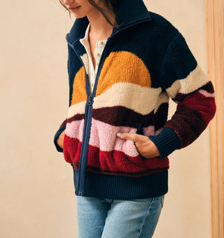 High Pile Fleece Jacket Mountain Sunset