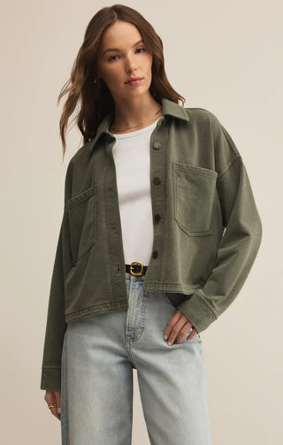 All Day Cropped Knit Jacket  / Hunter Green