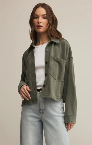 All Day Cropped Knit Jacket  / Hunter Green