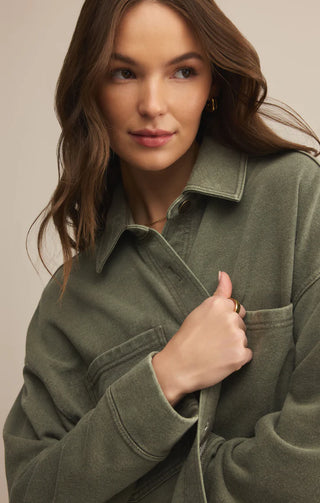 All Day Cropped Knit Jacket  / Hunter Green