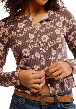 Tilly Print Long Sleeve Top / French Chocolate Combo
