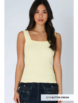 Lace Textured Square Top / Butter Cream