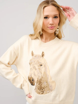 Embroidered Horse Crewneck