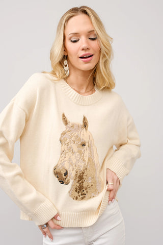 Embroidered Horse Crewneck