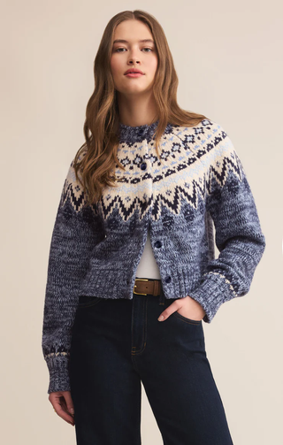 North Sea Fairisle Cardigan / Blue Velvet Heather