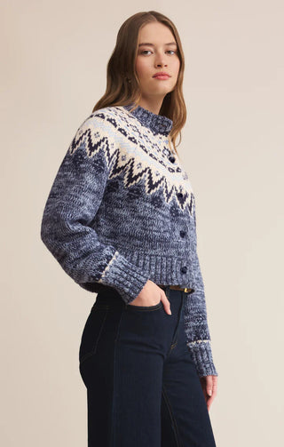 North Sea Fairisle Cardigan / Blue Velvet Heather