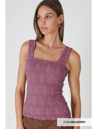 Lace Textured Square Top / Mulberry