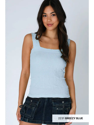 Lace Textured Square Top / Breezy Blue