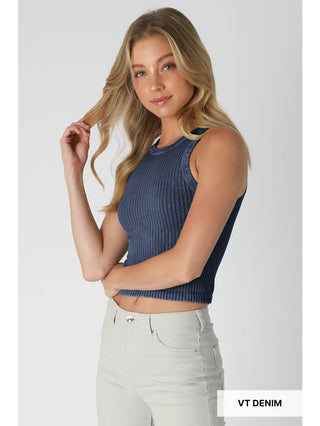 Vintage Wide Ribbed Tank Top / Vintage Denim