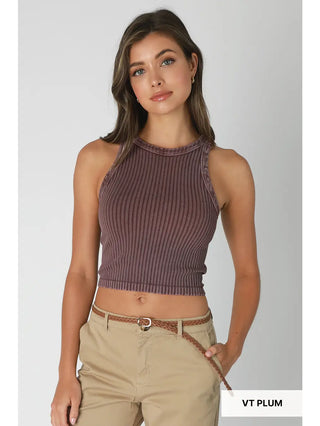 Vintage Wide Ribbed Tank Top / Vintage Plum