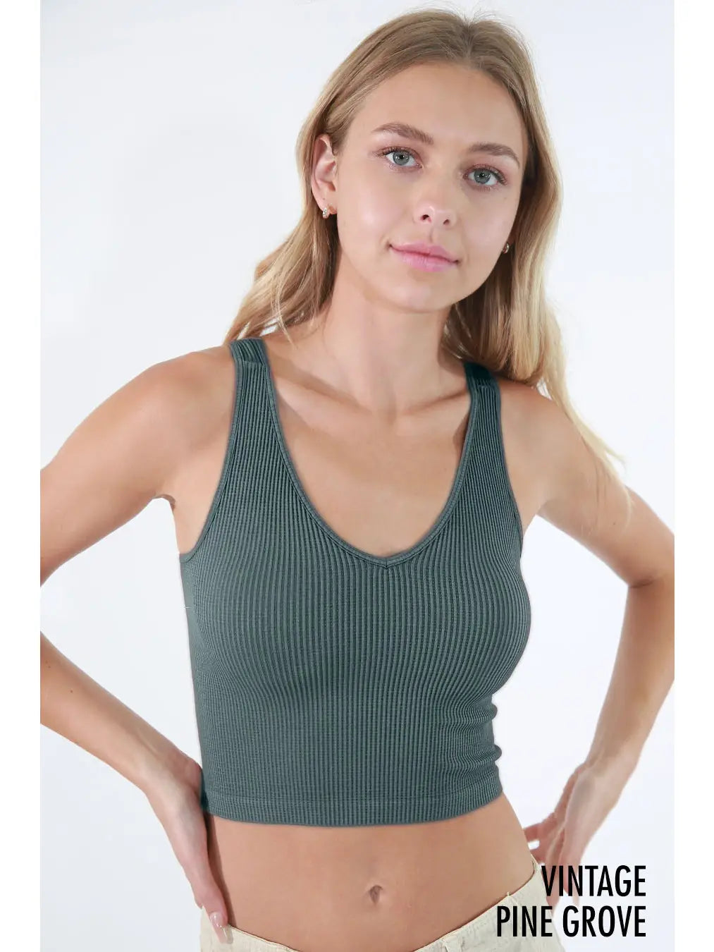 Vintage V Neck Crop Top | Pine Grove