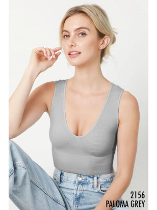 Plunge V-Neck Crop Top Paloma Grey