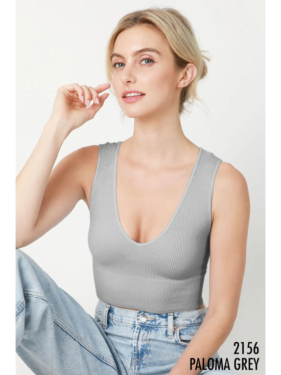 Load image into Gallery viewer, Plunge V-Neck Crop Top Paloma Grey
