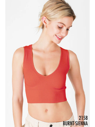 Plunge V-Neck Crop Top Burnt Sienna
