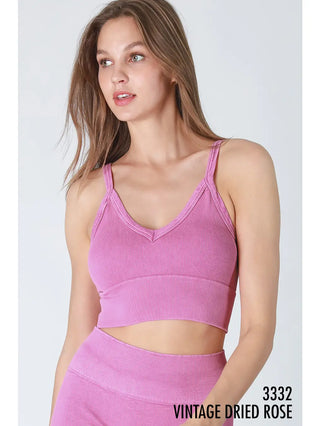 Vintage Ribbed Bra Top Dried Rose