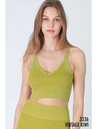 Vintage Ribbed Bra Top Kiwi