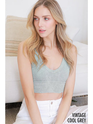 Vintage Ribbed Bra Top Cool Grey