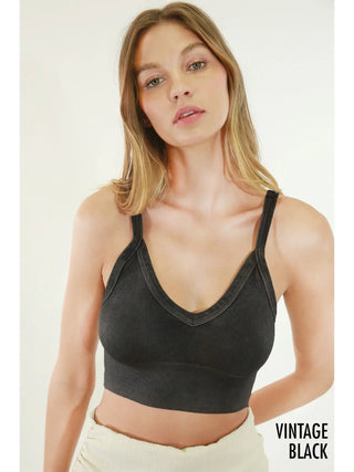Vintage Ribbed Bra Top Black