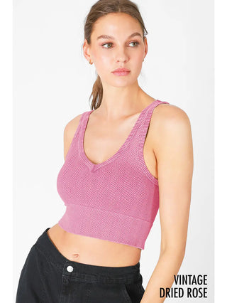 Vintage Reversible Herringbone Crop Top