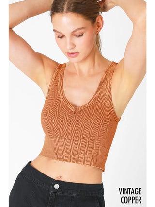 Vintage Reversible Herringbone Crop Top