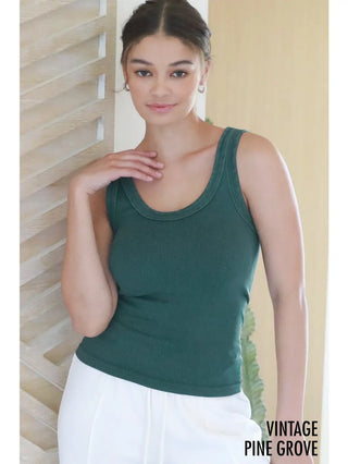 Vintage Reversible Ribbed Tank Pine Grove