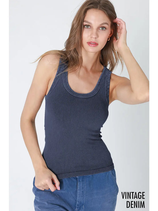 Vintage Reversible Ribbed Tank Denim